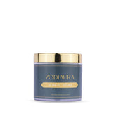 A blue candle with a gold lid, labeled 'ZODIAURA Ruh Al-Riyah' with a white background.